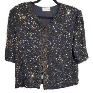 SCALA Vintage Sparkly Top with Shoulder Pads